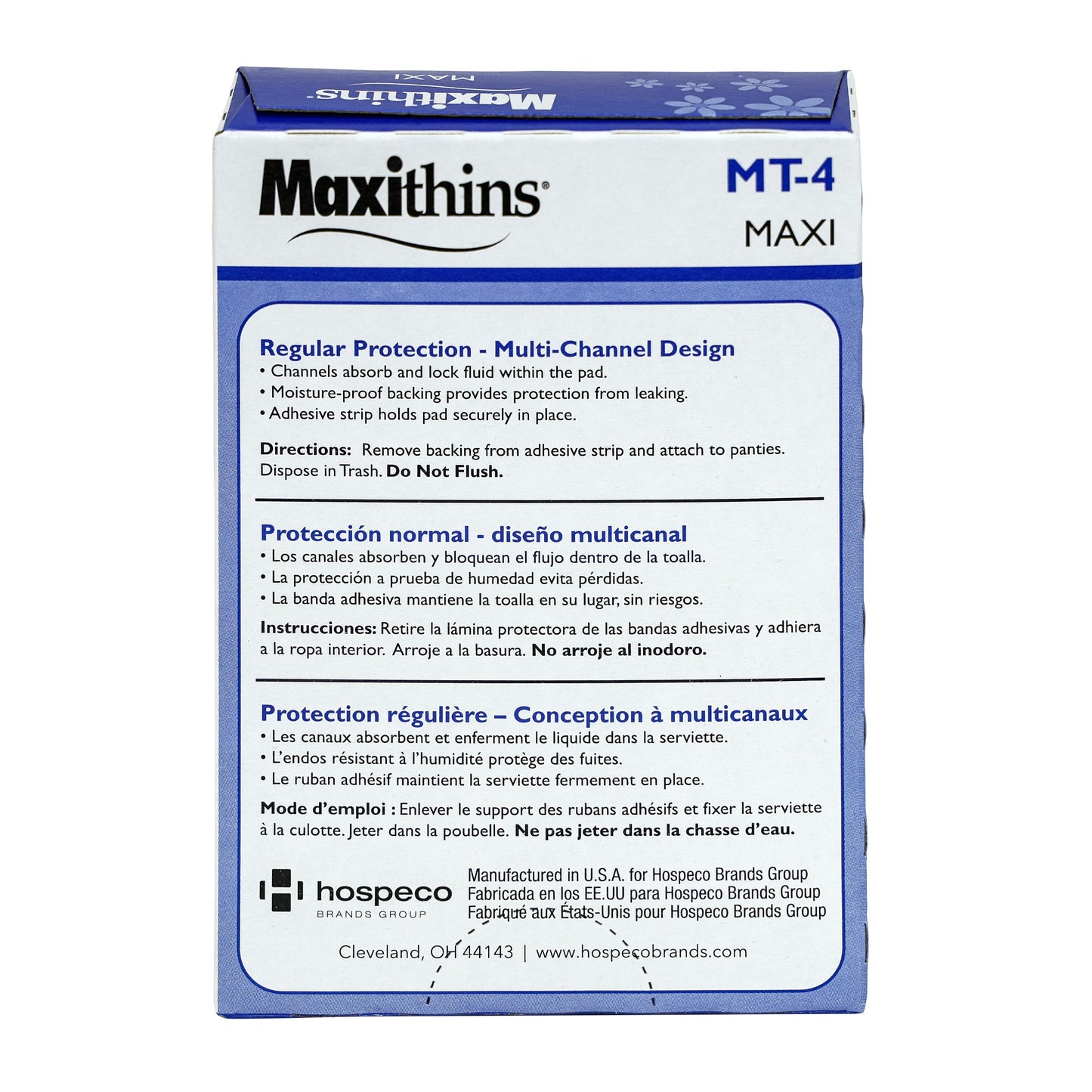Hospeco® Maxi Thin Sanitary Napkins for Vending Machine50, Case of 250 (MT-4)