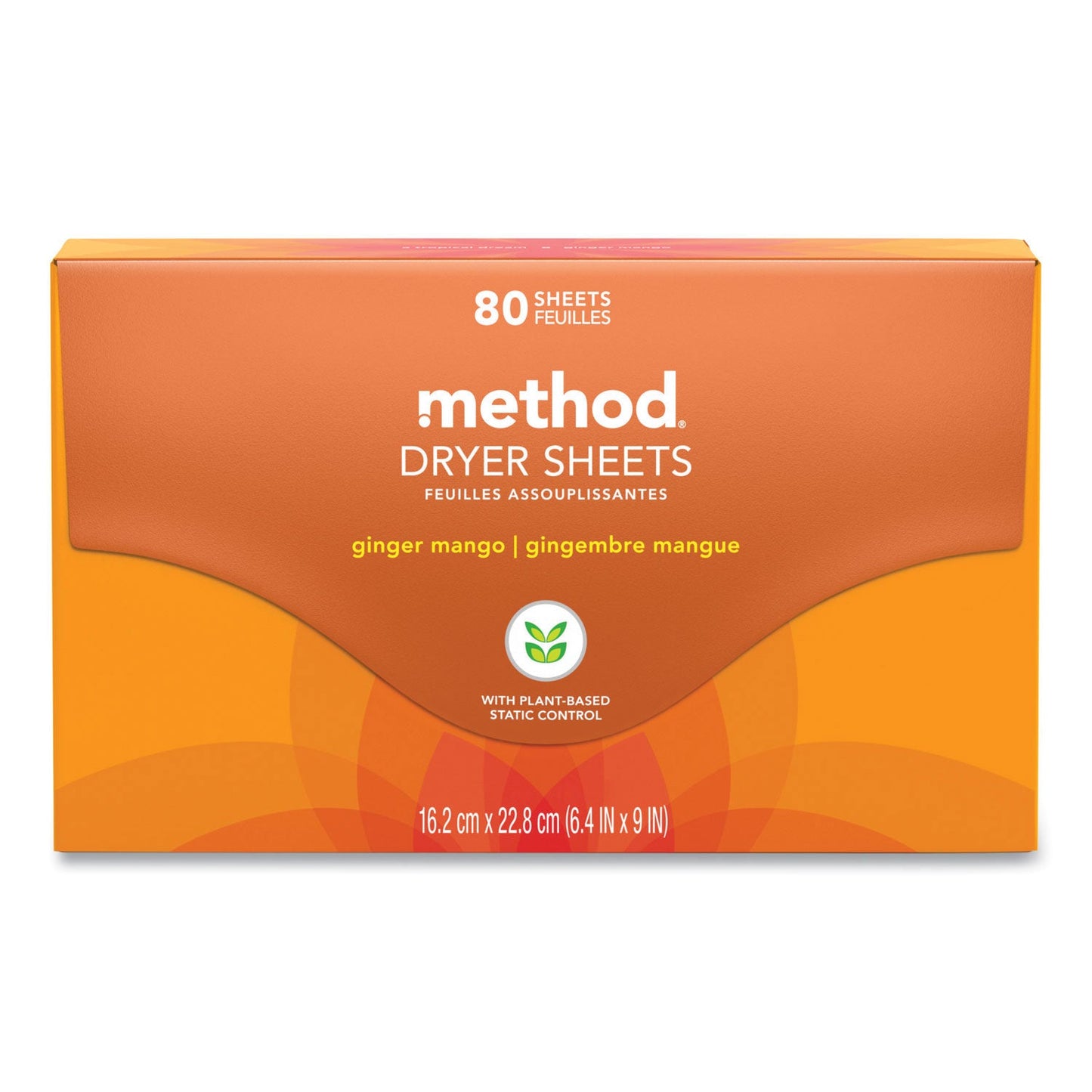 Method Dryer Sheets, Ginger Mango, 80/Box, 6 Boxes/Carton (MTH318049)