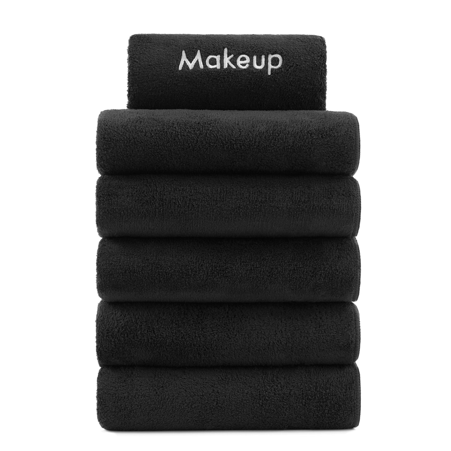 Arkwright Home Bck2U Coral Fleece Makeup Towel 11x17 Black (6/Pack) (P-MU-FTBLK)