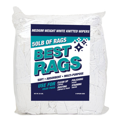 Hospeco® R2-W50 T-Shirt Reclaimed Rags White, 50lb Bag (HOSR2-W50-50BG)