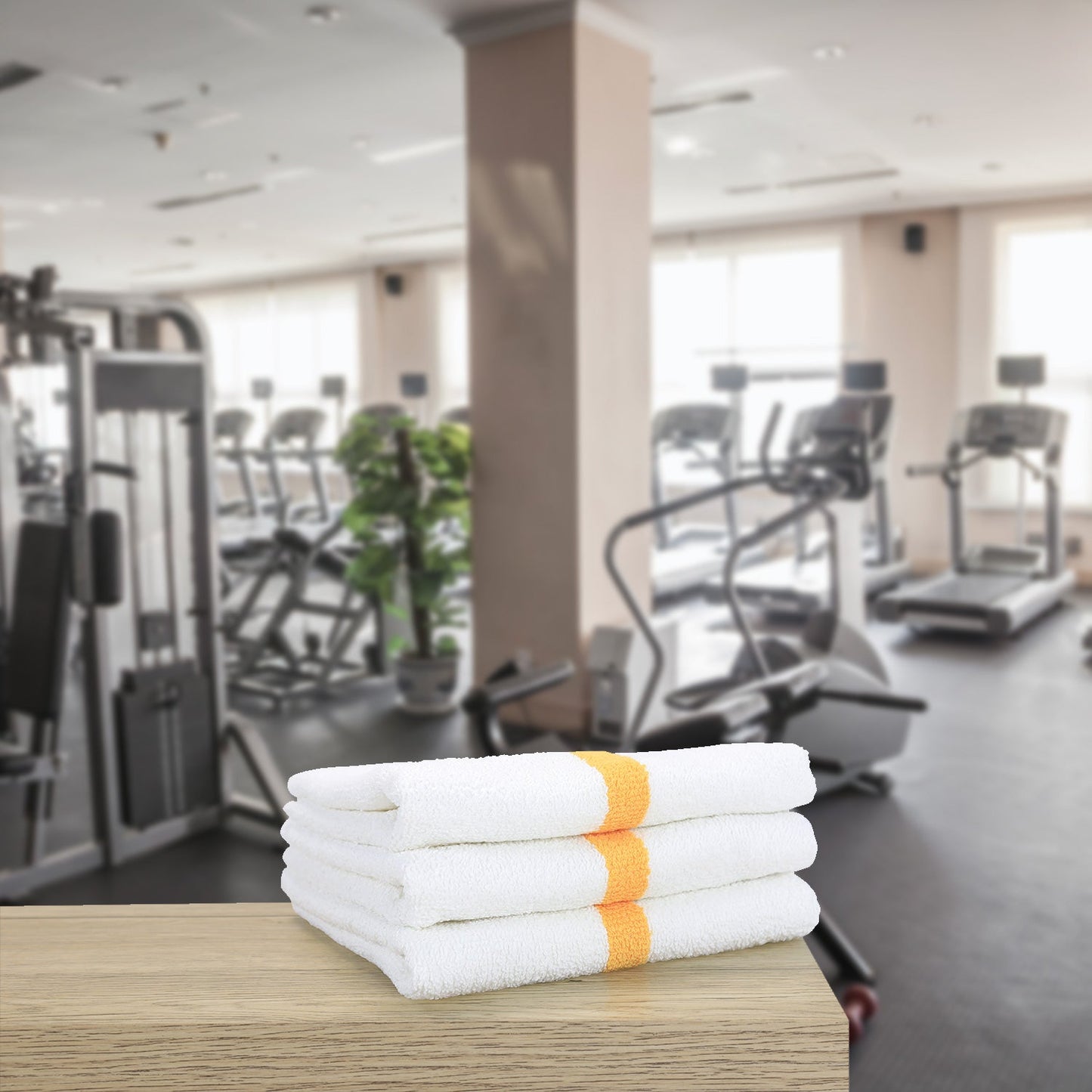 Hospeco® Power Gym Hand Towel 16x27 Gold Stripe, 120/Case (HOSPWR-1627-3GLDCS-CS)
