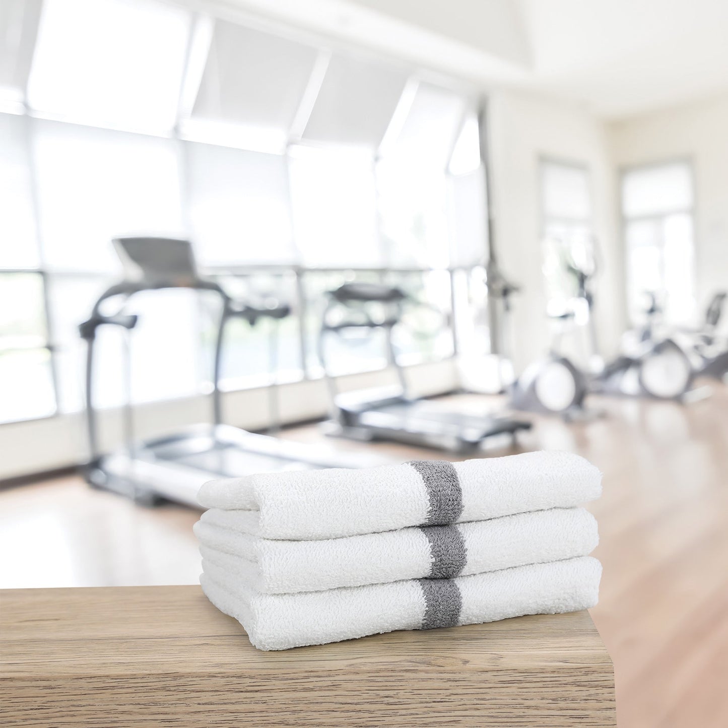 Hospeco® Power Gym Hand Towel 16x27 Gray Stripe, 120/Case (HOSPWR-1627-3GYCS-CS)
