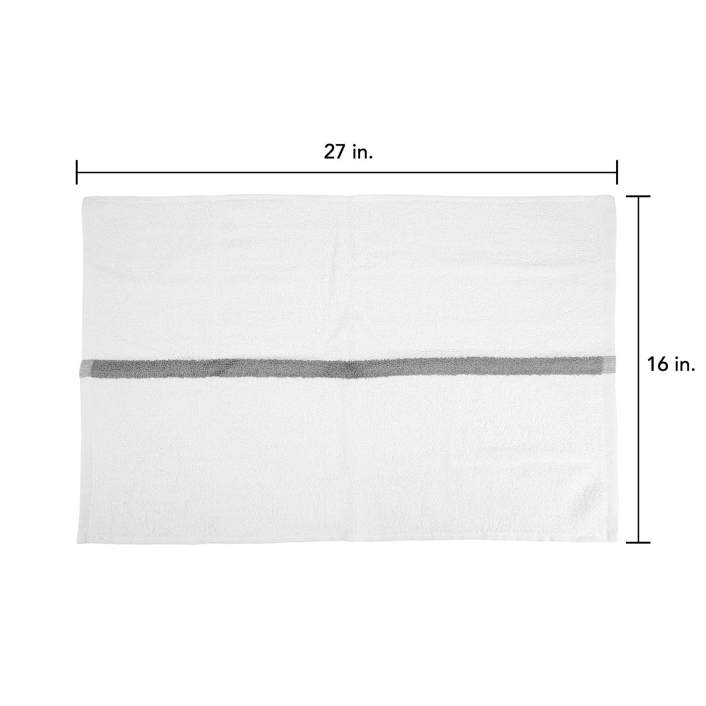 Hospeco® Power Gym Hand Towel 16x27 Gray Stripe, 120/Case (HOSPWR-1627-3GYCS-CS)