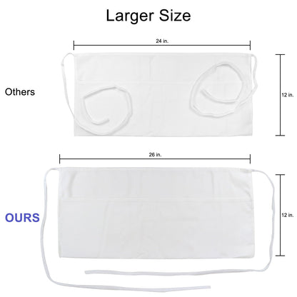 Hospeco® Mariposa Waist Apron 26x12 White, Case of 48 (HOSWAISTAPRON-WHT-CS)