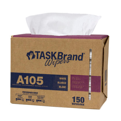 TASKBrand® A105 Spunlace Wipers, White, 9"x16.75", Medium Duty, Interfold, 150/Box, 6 bxs/Case (HOSN-A105IDW)