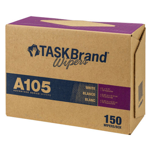 TASKBrand® A105 Spunlace Wipers, White, 9"x16.75", Medium Duty, Interfold, 150/Box, 6 bxs/Case (HOSN-A105IDW)