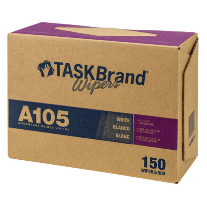 TASKBrand® A105 Spunlace Wipers, White, 9"x16.75", Medium Duty, Interfold, 150/Box, 6 bxs/Case (HOSN-A105IDW)