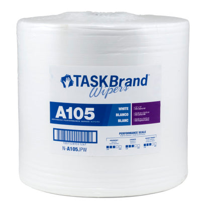 TASKBrand® A105 Spunlace Wipers, White, 11.33"x13", Medium Duty, Jumbo Roll, 900/Roll, 1 rl/Case (HOSN-A105JPW)