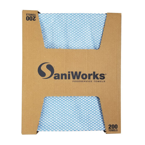 Hospeco® Saniworks® Choice Counter Towels, Poly/Rayon, Blue/White, 13x20, 1/4 Fold, Case of 200 (HOSN-F110QCB)