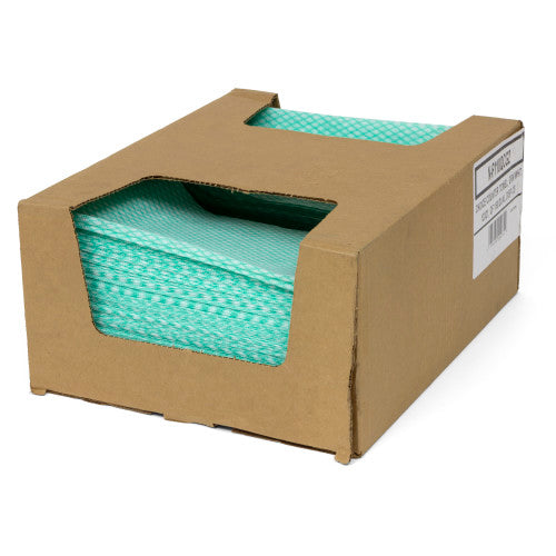 Hospeco® Saniworks® Choice Counter Towels, Poly/Rayon, Green/White, 13x20, 1/4 Fold, Case of 150 (HOSN-F110QCG2)
