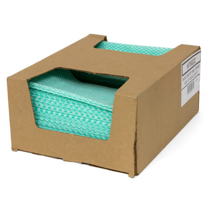 Hospeco® Saniworks® Choice Counter Towels, Poly/Rayon, Green/White, 13x20, 1/4 Fold, Case of 150 (HOSN-F110QCG2)