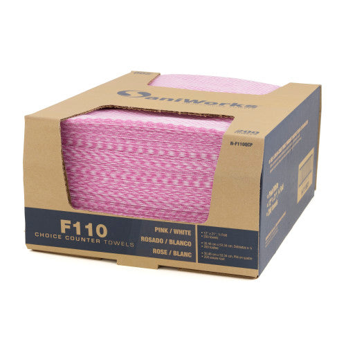 Hospeco® Saniworks® Choice Counter Towels, Poly/Rayon, Pink/White, 13x20, 1/4 Fold, Case of 200 (HOSN-F110QCP)