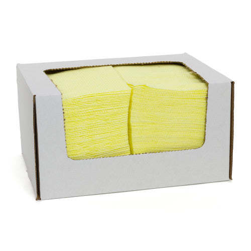 Hospeco® Saniworks® Open Weave Deluxe Towels, Poly/Rayon, Yellow, 13x21, 1/4 Fold, Case of 150 (HOSN-F220QCY)