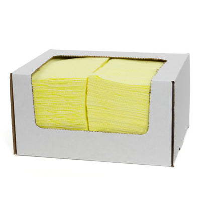 Hospeco® Saniworks® Open Weave Deluxe Towels, Poly/Rayon, Yellow, 13x21, 1/4 Fold, Case of 150 (HOSN-F220QCY)