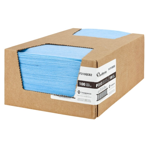 Hospeco® Deluxe Towel, Blue, 13x21, Quarter Fold, Case of 100 (HOSN-F310QCB2)