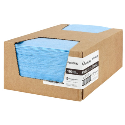 Hospeco® Deluxe Towel, Blue, 13x21, Quarter Fold, Case of 100 (HOSN-F310QCB2)