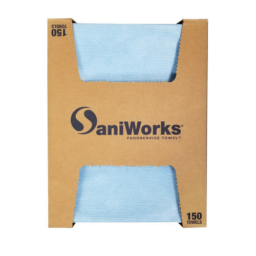 Hospeco® Saniworks® Deluxe Towels, Poly/Rayon, Blue, 13x21, 1/4 Fold, Case of 150 (HOSN-F310QCBA)