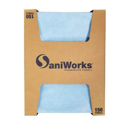 Hospeco® Saniworks® Deluxe Towels, Poly/Rayon, Blue, 13x21, 1/4 Fold, Case of 150 (HOSN-F310QCBA)