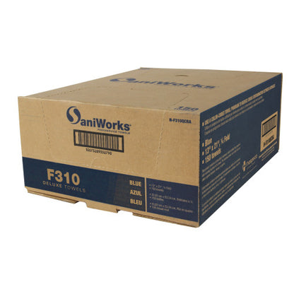Hospeco® Saniworks® Deluxe Towels, Poly/Rayon, Blue, 13x21, 1/4 Fold, Case of 150 (HOSN-F310QCBA)