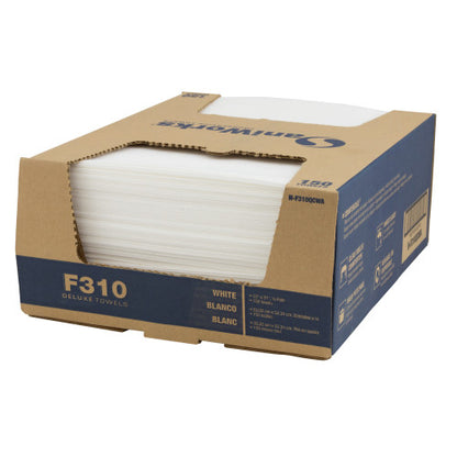 Hospeco® SaniWorks® Deluxe Towels, Poly/Rayon, 13"x21", 1/4 Fold, 150/Case, White (HOSN-F310QCWA)