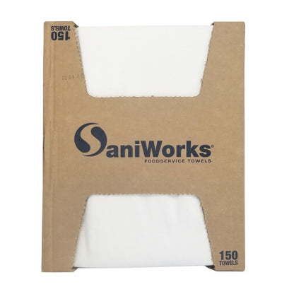 Hospeco® SaniWorks® Deluxe Towels, Poly/Rayon, 13"x21", 1/4 Fold, 150/Case, White (HOSN-F310QCWA)