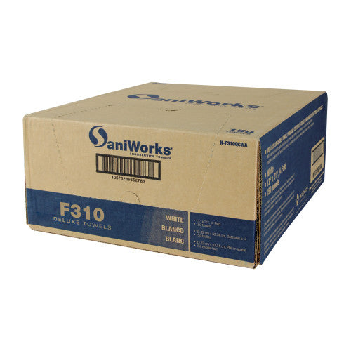 Hospeco® SaniWorks® Deluxe Towels, Poly/Rayon, 13"x21", 1/4 Fold, 150/Case, White (HOSN-F310QCWA)