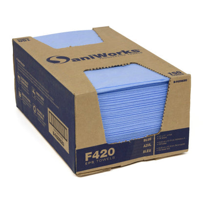 Hospeco® SaniWorks® EPS Towels, 13"x17", 1/4 Fold, 150/Case, Blue (HOSN-F420QCB3)