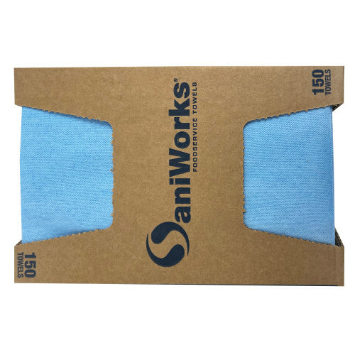 Hospeco® SaniWorks® EPS Towels, 13"x17", 1/4 Fold, 150/Case, Blue (HOSN-F420QCB3)