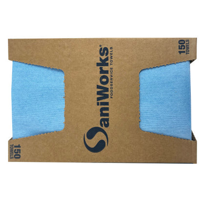 Hospeco® SaniWorks® EPS Towels, 13"x17", 1/4 Fold, 150/Case, Blue (HOSN-F420QCB3)