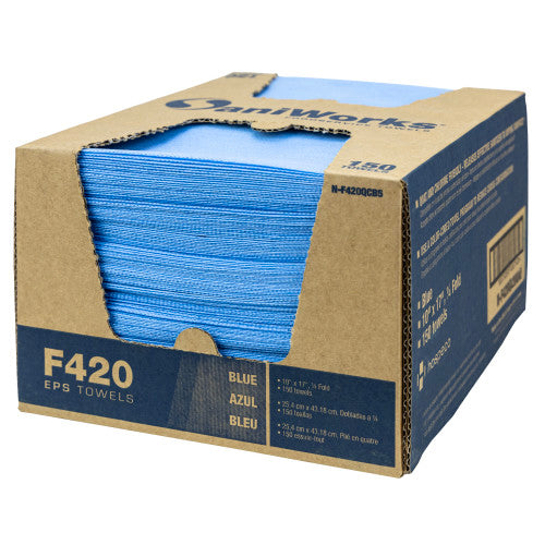 Hospeco® SaniWorks® EPS Towels, 10"x17", 1/4 Fold, 150/Case, Blue (HOSN-F420QCB5)