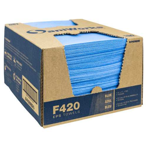 Hospeco® SaniWorks® EPS Towels, 10"x17", 1/4 Fold, 150/Case, Blue (HOSN-F420QCB5)