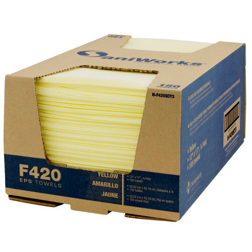Hospeco® SaniWorks® EPS Towels, 13"x17", 1/4 Fold, 150/Case, Yellow (HOSN-F420QCY3)