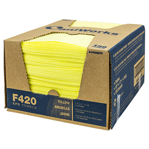 Hospeco® SaniWorks® EPS Towels, 10"x17", 1/4 Fold, 150/Case, Yellow (HOSN-F420QCY5)