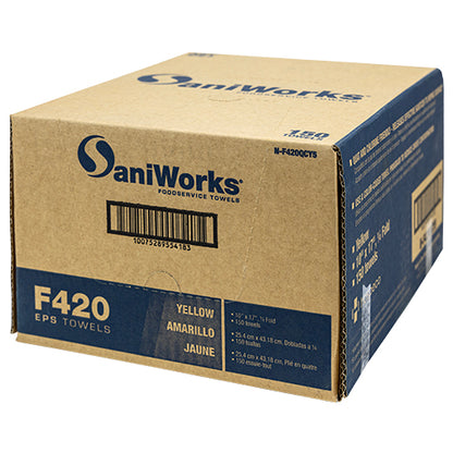 Hospeco® SaniWorks® EPS Towels, 10"x17", 1/4 Fold, 150/Case, Yellow (HOSN-F420QCY5)
