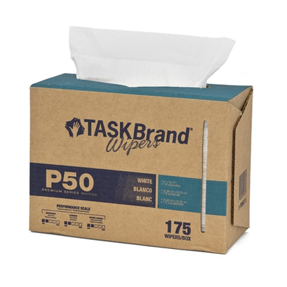 TASKBrand® P50 Premium Series Wipers, Hydrospun, White, 9"x16.75", Light Duty, Interfold, 175/Box, 10 bxs/Case (HOSN-P050IDW)