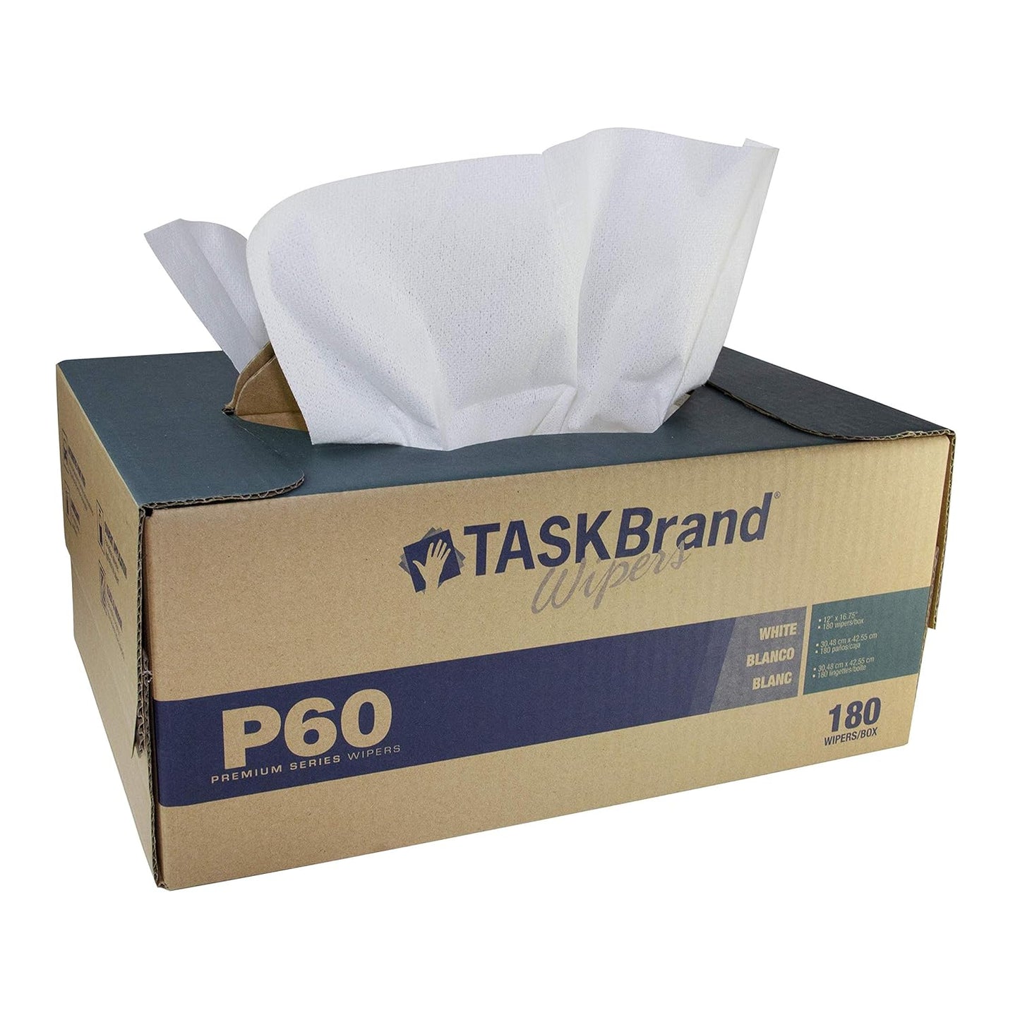 TASKBrand® P60 Premium Series Wipers, Hydrospun, White, 11"x16.75", Medium Duty, Interfold, 180/Case (HOSN-P060ITW)