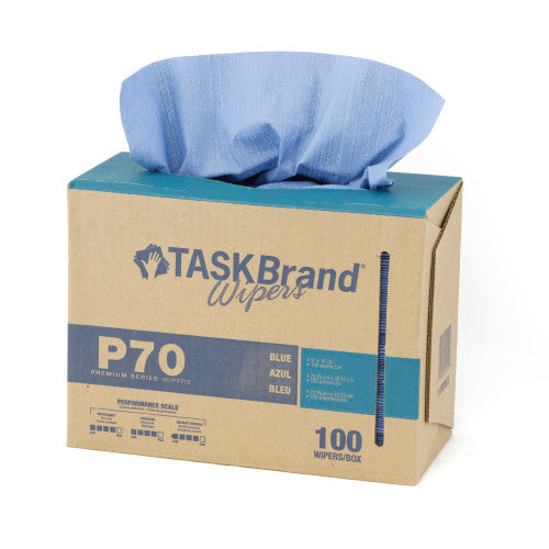 TASKBrand® P70 Premium Series Wipers, Hydrospun, Blue, 8.26"x16.75", Heavy Duty, Interfold, 100/Box, 10 bxs/Case (HOSN-P070IDB)