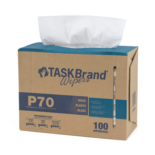 TASKBrand® P70 Premium Series Wipers, Hydrospun, White, 8.26"x16.75", Heavy Duty, Interfold, 100/Box, 10 bxs/Case (HOSN-P070IDW)