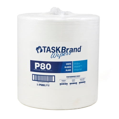 TASKBrand® P80 Premium Series Wipers, Hydrospun, White, 12"x12", Premium Duty, Jumbo Roll, 475/Roll, 1 rl/Case (HOSN-P080JPW)