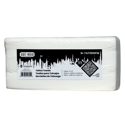 Art Noir® Art Noir Tattoo Towel White 9x8 IF 15/125, Case of 1800 (HOSN-TAT100IPW)
