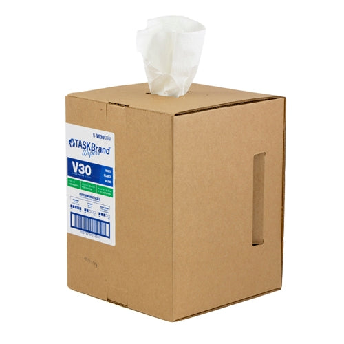 TASKBrand® V30 Value Series Wipers, DRC, White, 10"x12", Light Duty, Centerpull GrabBox®, 300/Roll, 1 rl/Case (HOSN-V030CGW)