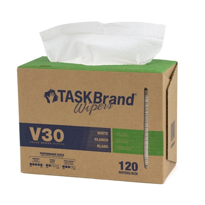 TASKBrand® V30 Value Series Wipers, DRC, White, 9"x16.5", Light Duty, Interfold, 120/Box, 6 bxs/Case (HOSN-V030IDW)