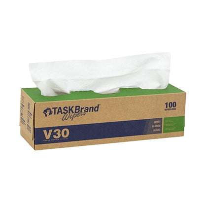 TASKBrand® V30 Value Series Wipers, DRC, White, 16"x8.5", Light Duty, Interfold, 100/Box, 8 bxs/Case (HOSN-V030IDW3)