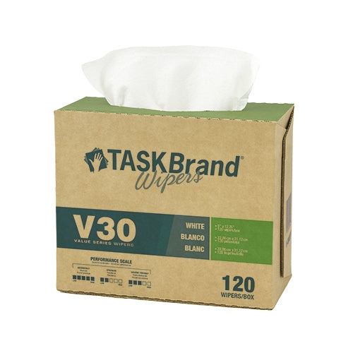 TASKBrand® V30 Value Series Wipers, DRC, White, 9"x12.25", Light Duty, Interfold, 120/Box, 10 bxs/Case (HOSN-V030IDW4)