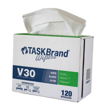 TASKBrand® V30 Value Series Wipers, DRC, White, 9"x12.25", Light Duty, Interfold, 120/Box, 10 bxs/Case (HOSN-V030IDW4)
