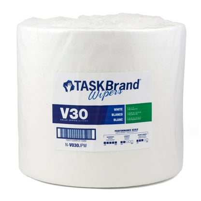 TASKBrand® V30 Value Series Wipers, DRC, White, 12.25"x12", Light Duty, Jumbo Roll, 950/Roll, 1 rl/Case (HOSN-V030JPW)
