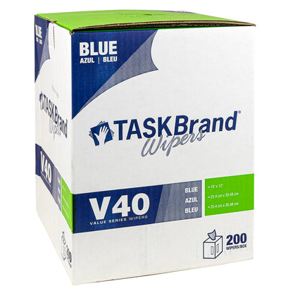 TASKBrand® V40 Value Series Wipers, DRC, Blue, 10"x11.5", Heavy Duty, Centerpull GrabBox®, 200/Roll, 1 rl/Case (HOSN-V040CGB)