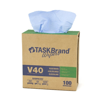 TASKBrand® V40 Value Series Wipers, DRC, Blue, 9"x16.5", Heavy Duty, Interfold, 100/Box, 9 bxs/Case (HOSN-V040IDB)
