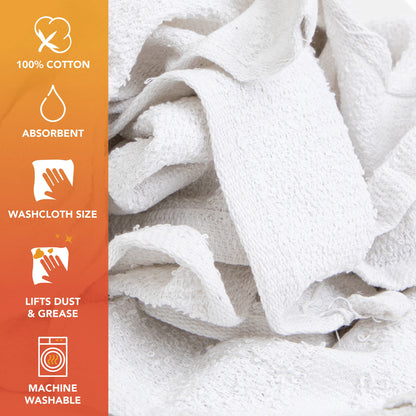 Hospeco® W11 Washcloth Size Terry Wipers White, 10lb Box (HOSN-W11-10)