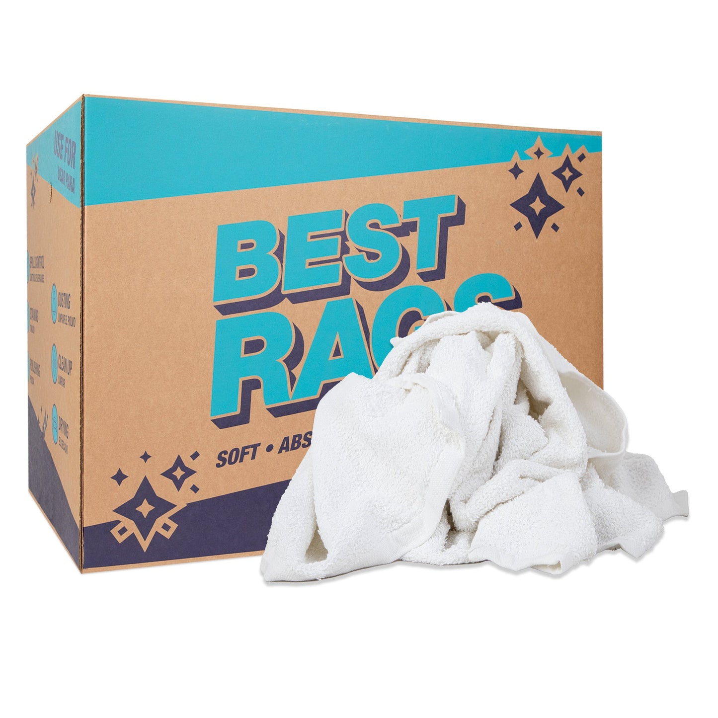 Arkwright Home W50FB Bath Towel Size Terry Wipers White 50lb Box (N-W50FB-50)